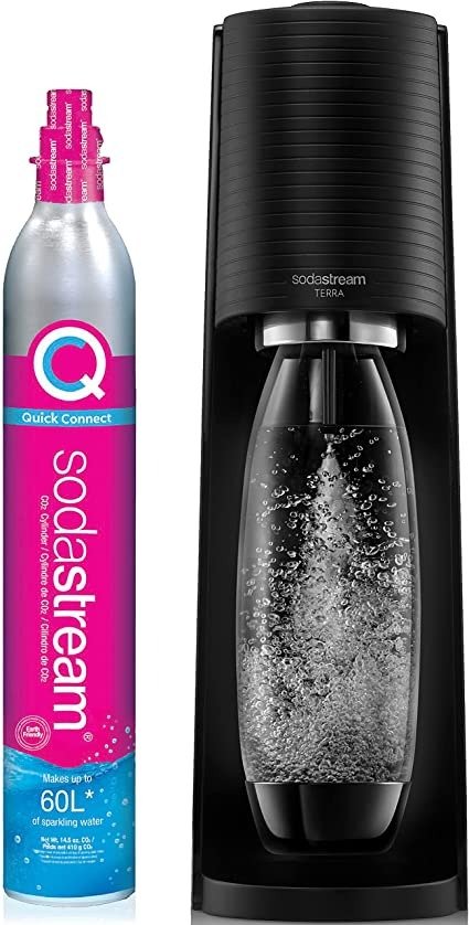 Terra Sparkling Water Maker (Black) with CO2 and DWS Bottle