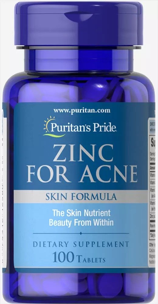 Zinc for Acne Skin Formula 100 Tablets | Puritan's Pride