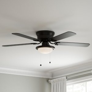 Hugger 52 in. LED Indoor Black Ceiling Fan with Light Kit