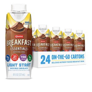 Carnation Breakfast Essentials Light Start Ready-to-Drink, Rich Milk Chocolate, 8 Fl OZ Carton Pack of 24