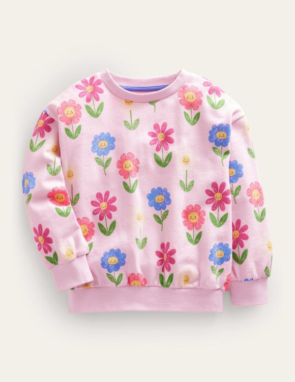 Relaxed Printed Sweatshirt - Winsome Pink Flowers | Boden US
