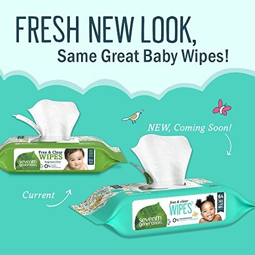Thick & Strong Free and Clear Baby Wipes Refill, Pack of 6 (Total 384 Count)