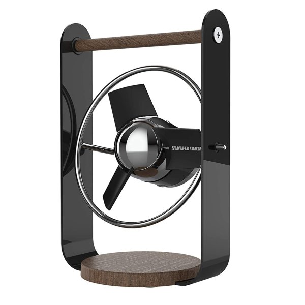 Sharper Image SBV1-SI USB Fan with Soft Blades, 2 Speeds, Touch Control, Quiet Operation, 5V Wall Adapter, 6 ft. Cable, Personal, Black