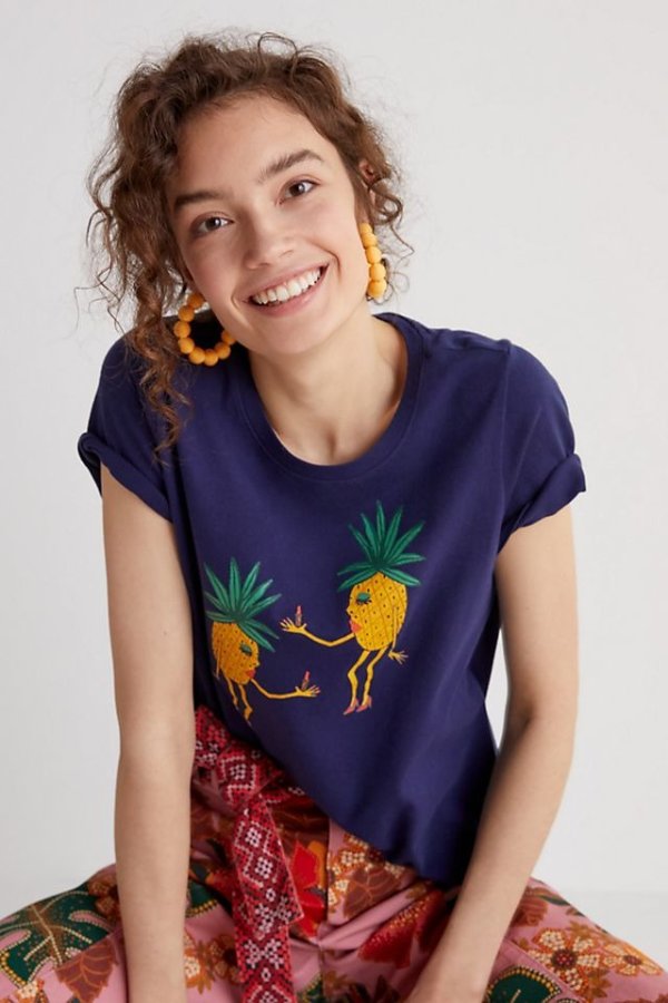菠萝图案T恤