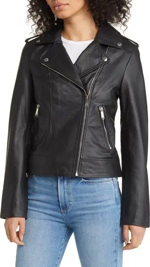 Water Resistant Leather Moto Jacket