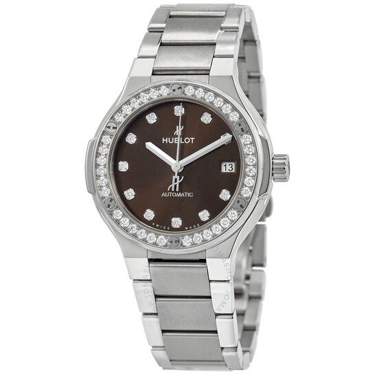 Classic Fusion Automatic Diamond Brown Dial Ladies Watch 568.NX.897M.NX.1204