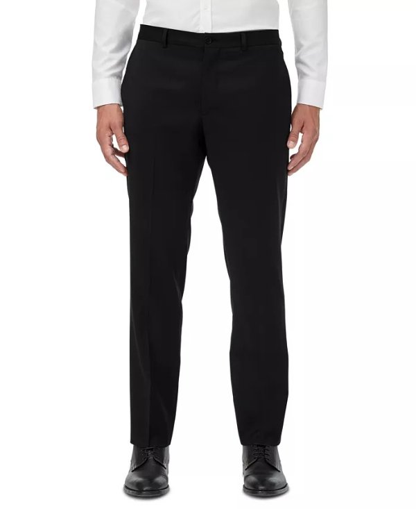 Men's Slim-Fit Black Solid Suit Separate Pants