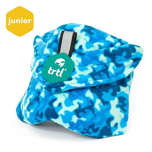 Pillow Junior, Kids Travel Pillow with Built in Neck Support, Ergonomic Design and Hypoallergenic Fleece Travel Accessories for Kids Aged 8+ (Sea Camo)