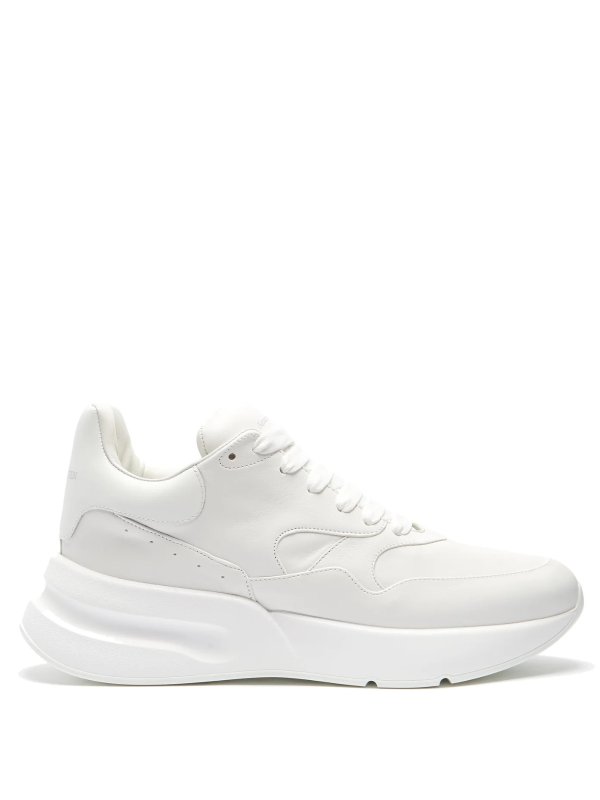 Runner raised-sole low-top leather trainers 