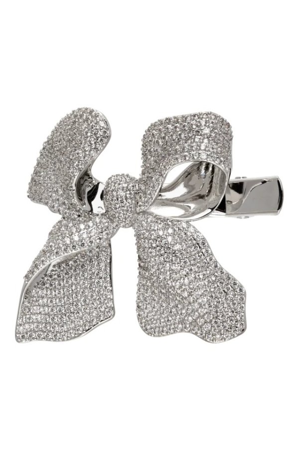 Silver YVMIN Edition Jewel Bow Hair Clip