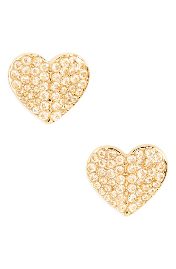 pave heart stud earrings