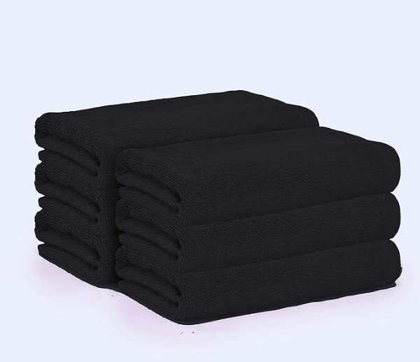100% Cotton 6 Pack Bath Towel Set, Ultra Soft Bath Towels 22x44, Towels for Gym Yoga Pool Spa, Quick Drying & Highly Absorbent - Black