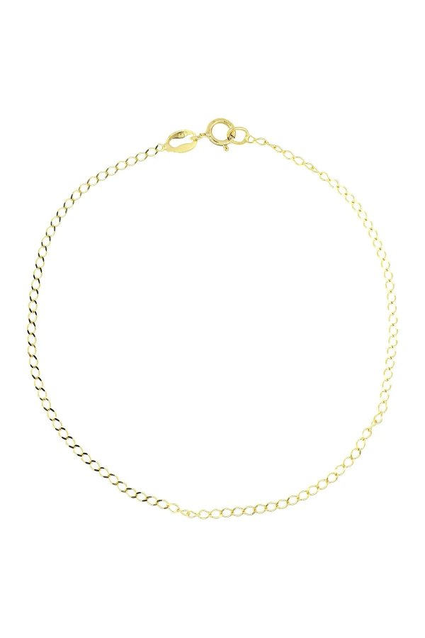 14K Yellow Gold 7" Shiny Flat Chain Bracelet
