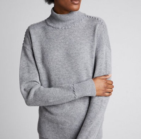 Whipstitch Cashmere Turtleneck Sweater