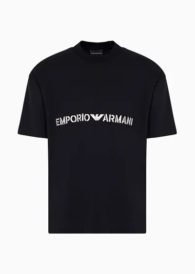 Heavyweight jersey T-shirt with logo embroidery in a military font