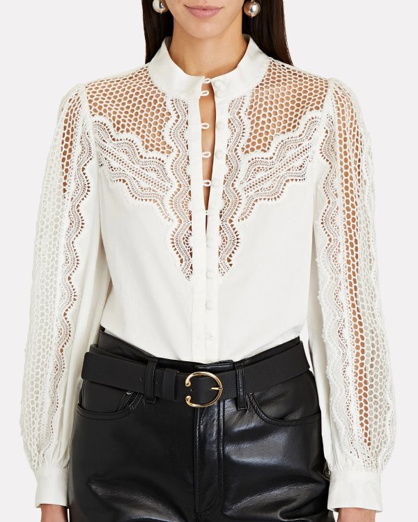 Brody Lace Button-Down Blouse