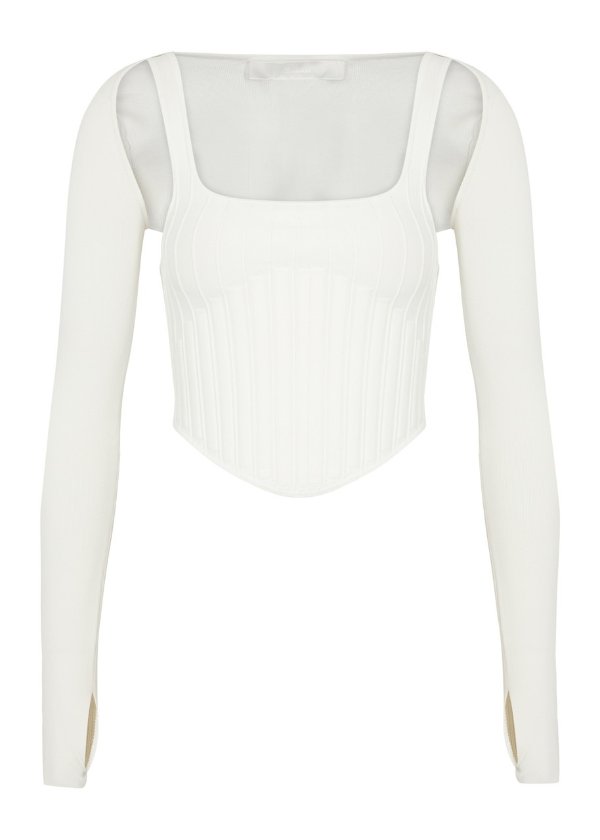New Season Ribbed stretch-knit corset top