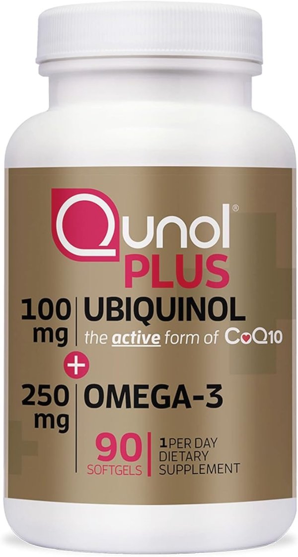 Plus Ubiquinol CoQ10 100mg, with Omega 3 Fish Oil 250mg, Extra Strength, Antioxidant for Heart & Vascular Health, Natural Supplement for Energy Production, Active Form of Coq10, 90 Count