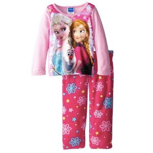 Disney Little Girls'Frozen Pink Anna Elsa and Olaf Cozy Fleece Sleep Set