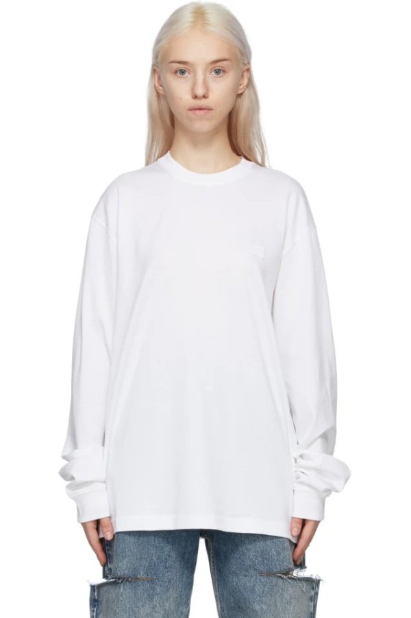 White Patch Long Sleeve T-Shirt