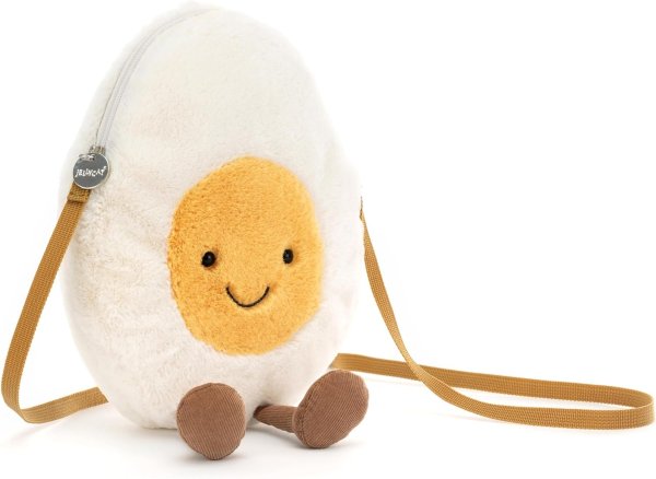 Amuseable Happy Boiled Egg Bag Purse with Zip Top, Gifts for Kids Girls Tweens and Teens