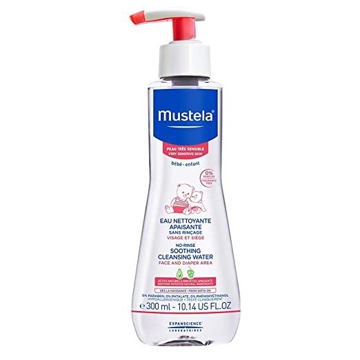 Mustela No-rinse Soothing Cleansing Water, Micellar Water Cleanser for Baby's Very Sensitive Skin, with Natural Avocado Perseose, 10.14 ounce