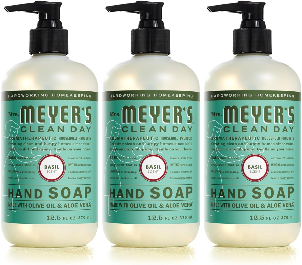 Mrs. Meyer's Clean Day's Hand Soap, Made with Essential Oils, Biodegradable Formula, Basil