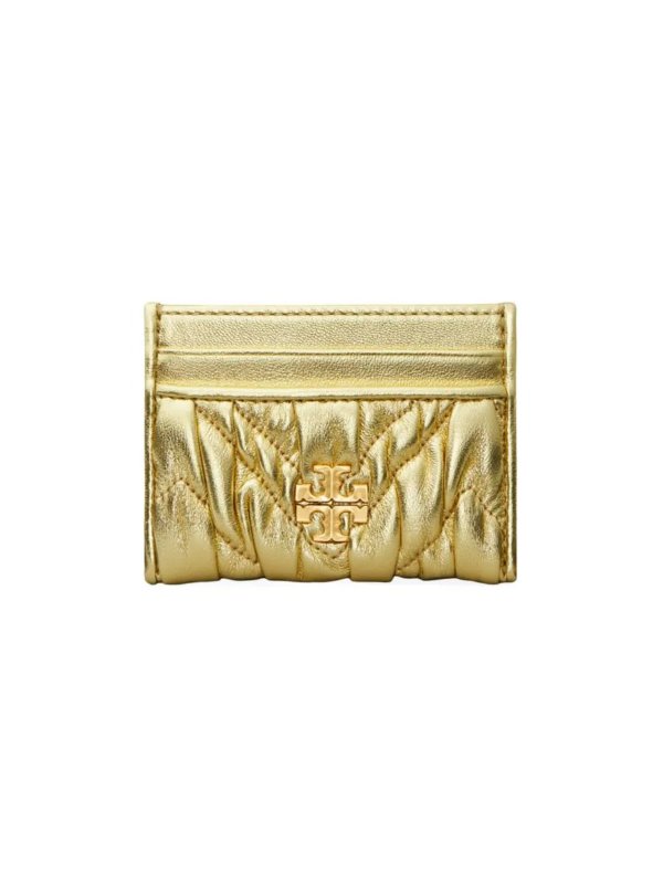Kira Metallic Leather Ruched Card Case