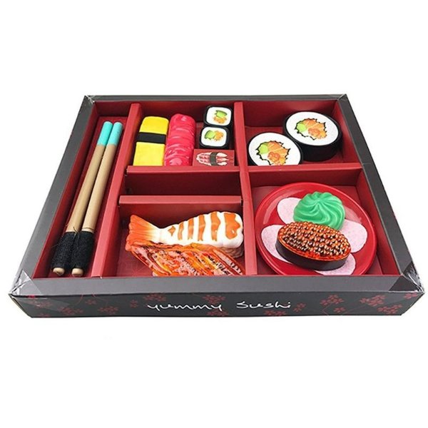 Ready! Set! Play! Link 21 Piece Japanese Sushi Dinner Bento Box, Pretend Play Cutting Food Set For Kids
