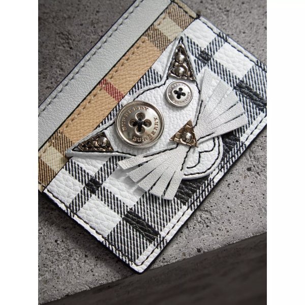 Creature Applique Metallic Leather and Check Card Case