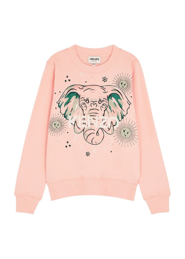 Pink embroidered cotton sweatshirt (6-12 years)