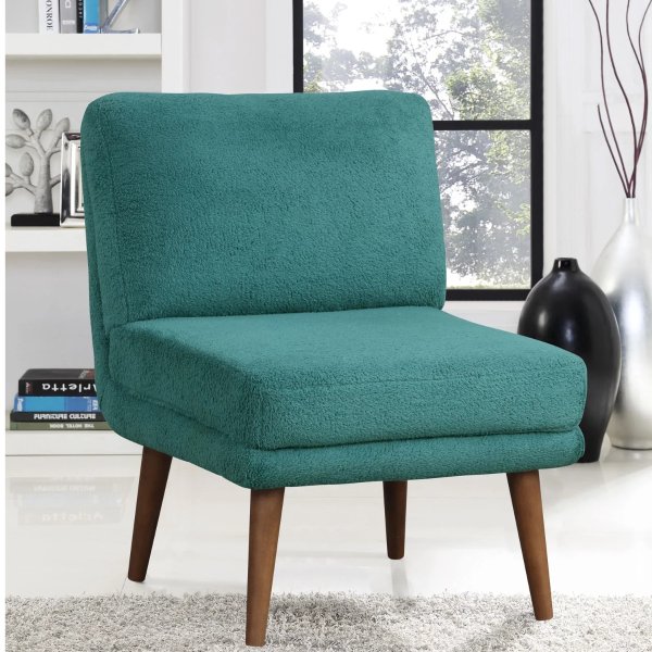 Dakari Glam Lounge Chair, Teal Blue Fabric