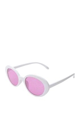 White Glitter Oval Sunglasses