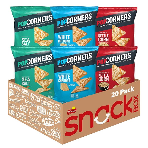 PopCorners Snacks, 3 Flavor Variety Pack, 1oz Bags (20 Pack)