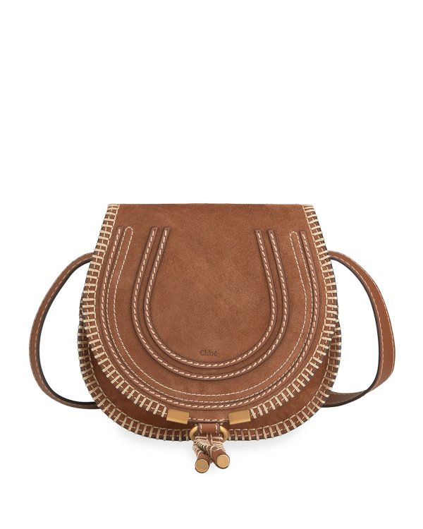 Marcie Small Suede Stitched Crossbody Bag