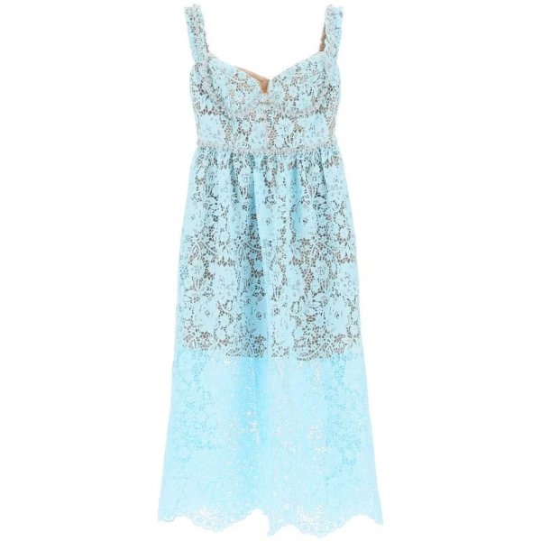 midi dress in floral lace with crystals