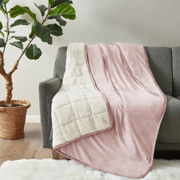 Velvet to Berber Blush 48 in. x 72 in. 12 lbs. Weighted Blanket