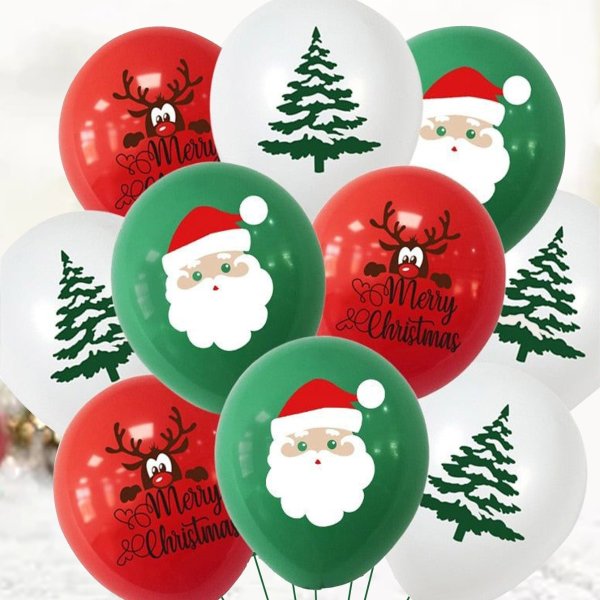 15pcs, 15.75inch, Latex Balloons, Christmas Tree Santa Rudolph Print Decorative Balloons - Home & Kitchen - Temu