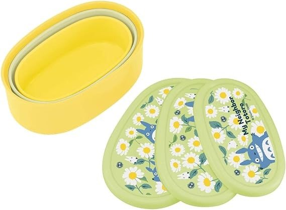 My Neighbor Totoro Food Storage Container with Lids 3pc Set - Authentic Japanese Design - Durable, Dishwasher Safe - Daisies
