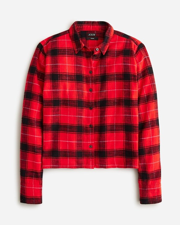 Cropped garcon shirt in plaid flannel