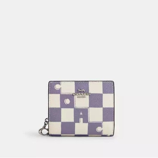Snap Wallet With Checkerboard Print
