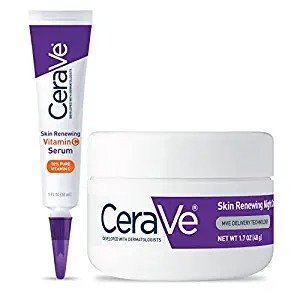 CeraVe Vitamin C Serum and Night Cream Skin Care Set | Brightening Serum with 10% Pure Vitamin C and Night Moisturizer with Peptides| Hyaluronic Acid and Ceramides | 1oz Serum + 1.7oz Moisturizer