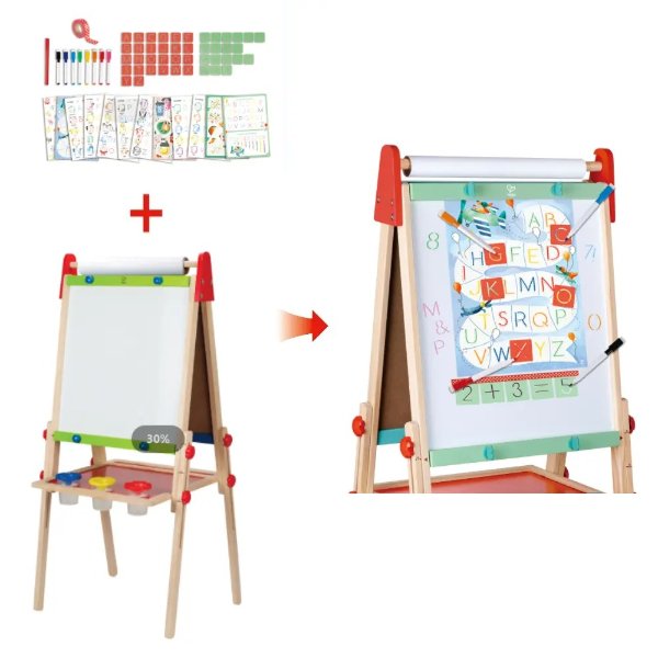Hape Double-side Easel with Letters & Numbers Tracing Bundle Gift Set