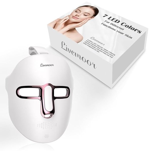 Led Face Mask Light Therapy At Home, Red Light Therapy Mask for Face, 7 Colors LED Face Mask Light Therapy