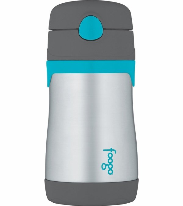 Foogo Leak-Proof Stainless Steel Straw Bottle - 10 Ounce - Charcoal/Teal