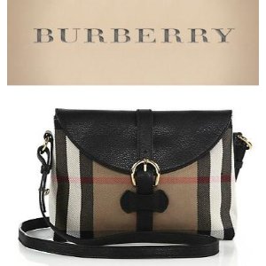 Burberry Milton Leather & Check Shoulder Bag