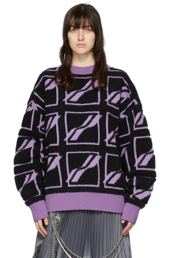 Purple & Black Wool Sweater