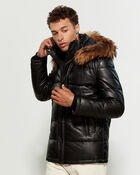 Removable Real Fur-Lined Down Leather Coat