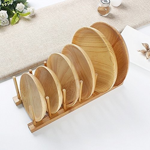 Bamboo Wooden Dish Rack Dishes Drainboard Drying Drainer Storage Holder Stand Kitchen Cabinet Organizer for Dish/Plate / Bowl/Cup / Pot Lid/Book