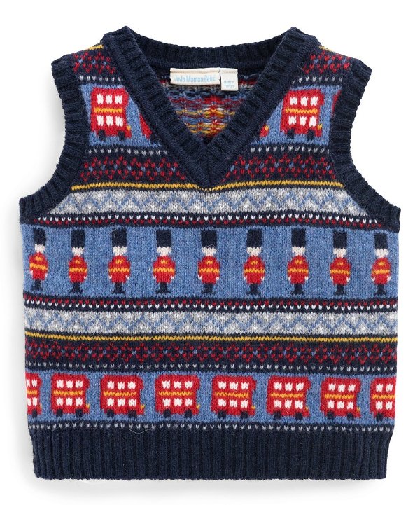 Navy London Fair Isle V-Neck Sweater Vest - Infant & Toddler